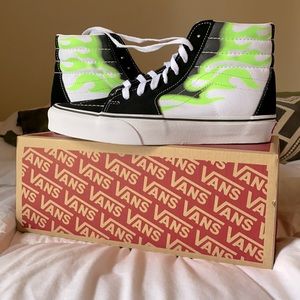 VANS sk8-hi green flame shoes